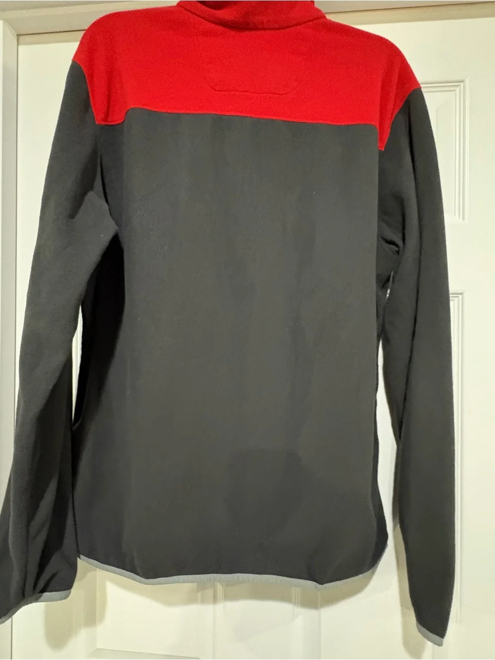 The North Face Men's Red and Gray Zip-Up Fleece Pullover